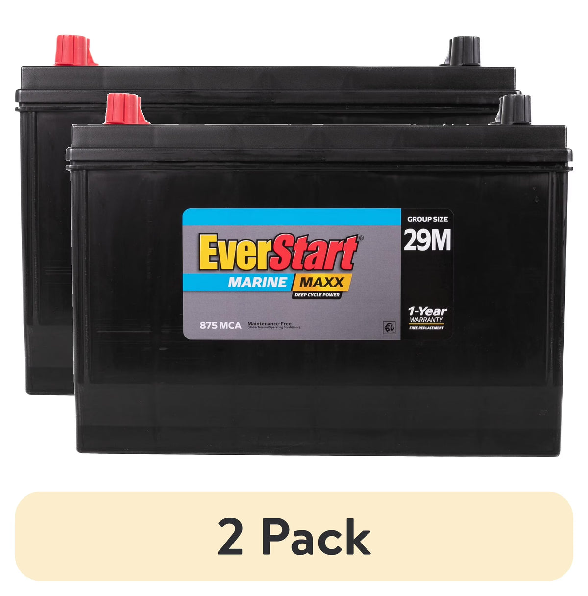 EverStart Maxx Lead Acid Marine & RV Deep Cycle Battery, Group Size 29DC - 12 Volt - 845 Marine Cranking Amps