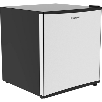 Honeywell Compact Refrigerator 1.6 Cu Ft Mini Fridge with Freezer, Single Door, Low noise, for Bedroom, Office, Dorm with Adjustable Temperature Settings, Stainless Steel
