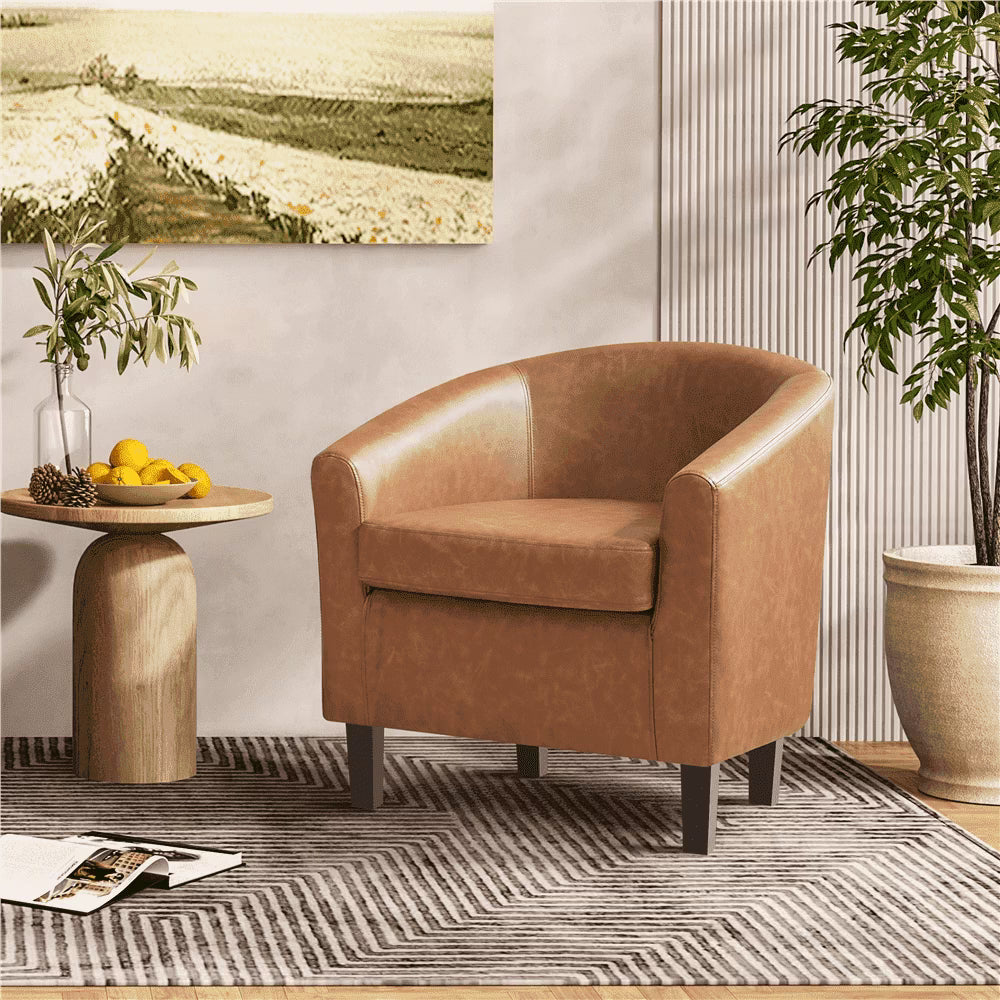 Yaheetech Faux Leather Accent Arm Chair For Living Room, Black