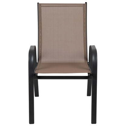 Flash Furniture Flash Furniture Brazos Series Outdoor Stackable Patio Chairs for Adults, Set of 4, Black