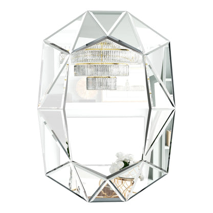 LUVODI Geometric Mirror Wall 28 x 39 inch Art Mirror Green 3D Glass Beveled for Bathroom Living Room