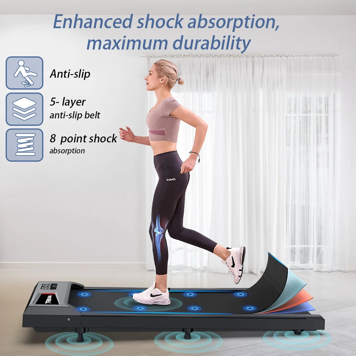 Walking Pad Treadmill,YZRUN Under Desk Treadmill 2.5 HP Portable Treadmills for Home, 265 lbs Capacity (Black Red)