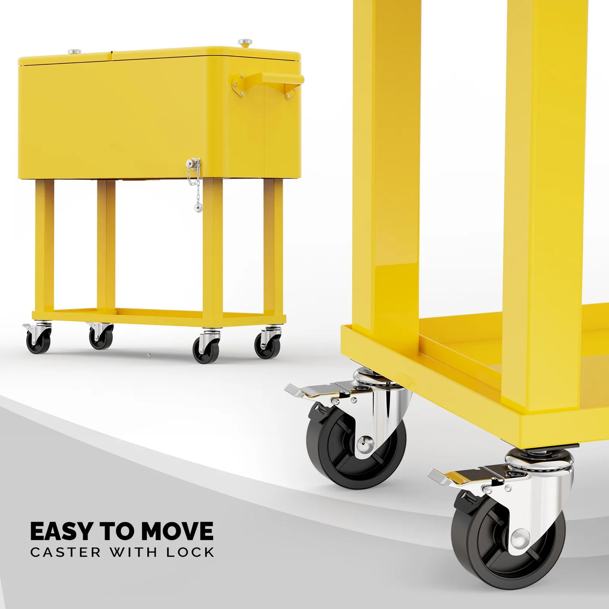 Ktaxon 80 Qt Rolling Ice Chest Cooler Cart Outdoor Trolley with Storage Shelf, Bottle Opener & Cap Collector for 48 Hour Cold Drinks,Lemon Yellow