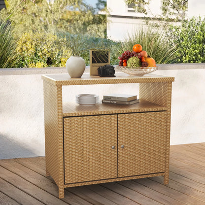Grand Patio Dylan Outdoor Wicker 2-Door Storage Cabinet, Brown