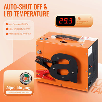 PCP Air Compressor 4500PSI  Auto Stop PCP Compressor with Water Oil-Free 12V DC 110V AC Portable PCP Compressor for Paintball Scuba Air Rifle