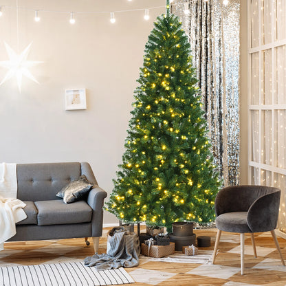Costway 7ft Pre-lit Hinged Christmas Tree w/ Remote Control & 9 Lighting Modes