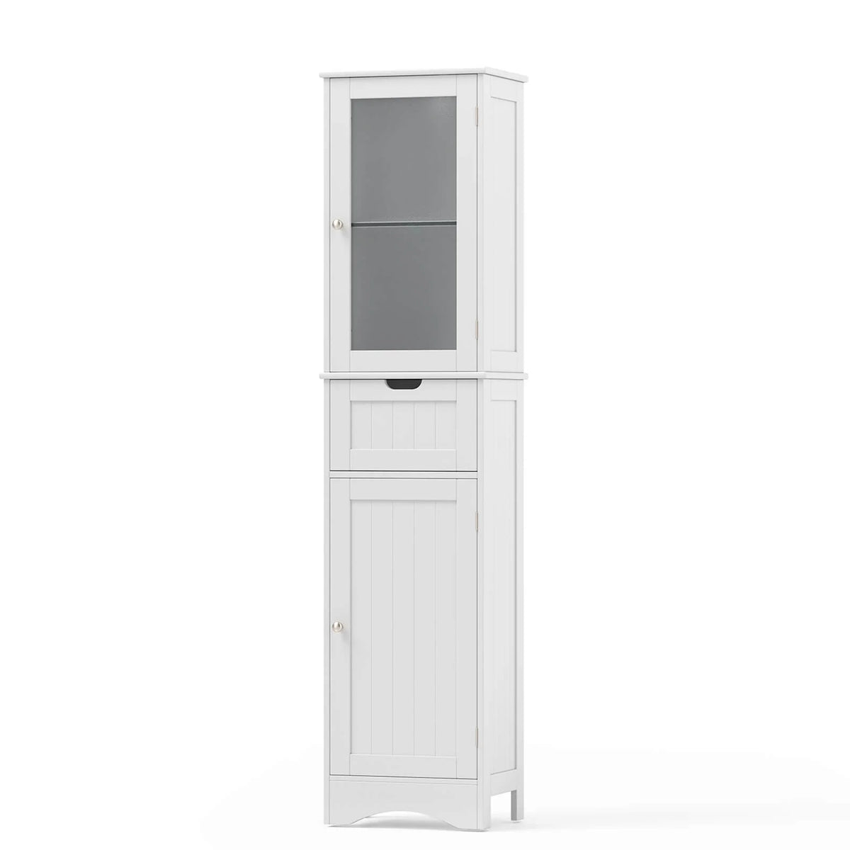 Costway Tall Bathroom Cabinet with Adjustable Shelves Deep Drawer for Living Room Black