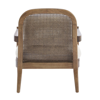 Christopher Knight Home [Set of 2] Mid-Century Modern Accent Chairs with Light Brown Solid Wood Frame, Rattan Backrest with Cushion �C Comfortable Armchairs Light Brown