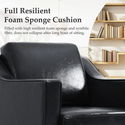 Swivel Accent Chair for Living Room, Modern Upholstered Barrel Arm Chair with Plump Back Pillow, Comfy Club Sofa Reading Chair for Adults (Chenille Navy, Set of 1)