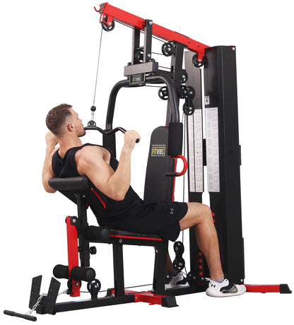 Fitvids LX750 Home Gym System Workout Station with 330 Lbs of Resistance, 122.5 Lbs Weight Stack, One Station, Comes with Installation Instruction Video, Ships in 5 Boxes