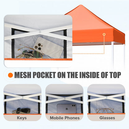 EAGLE PEAK 5x5 Pop Up Canopy Tent Instant Outdoor Canopy Easy Set-up Straight Leg Folding Shelter（Blue）