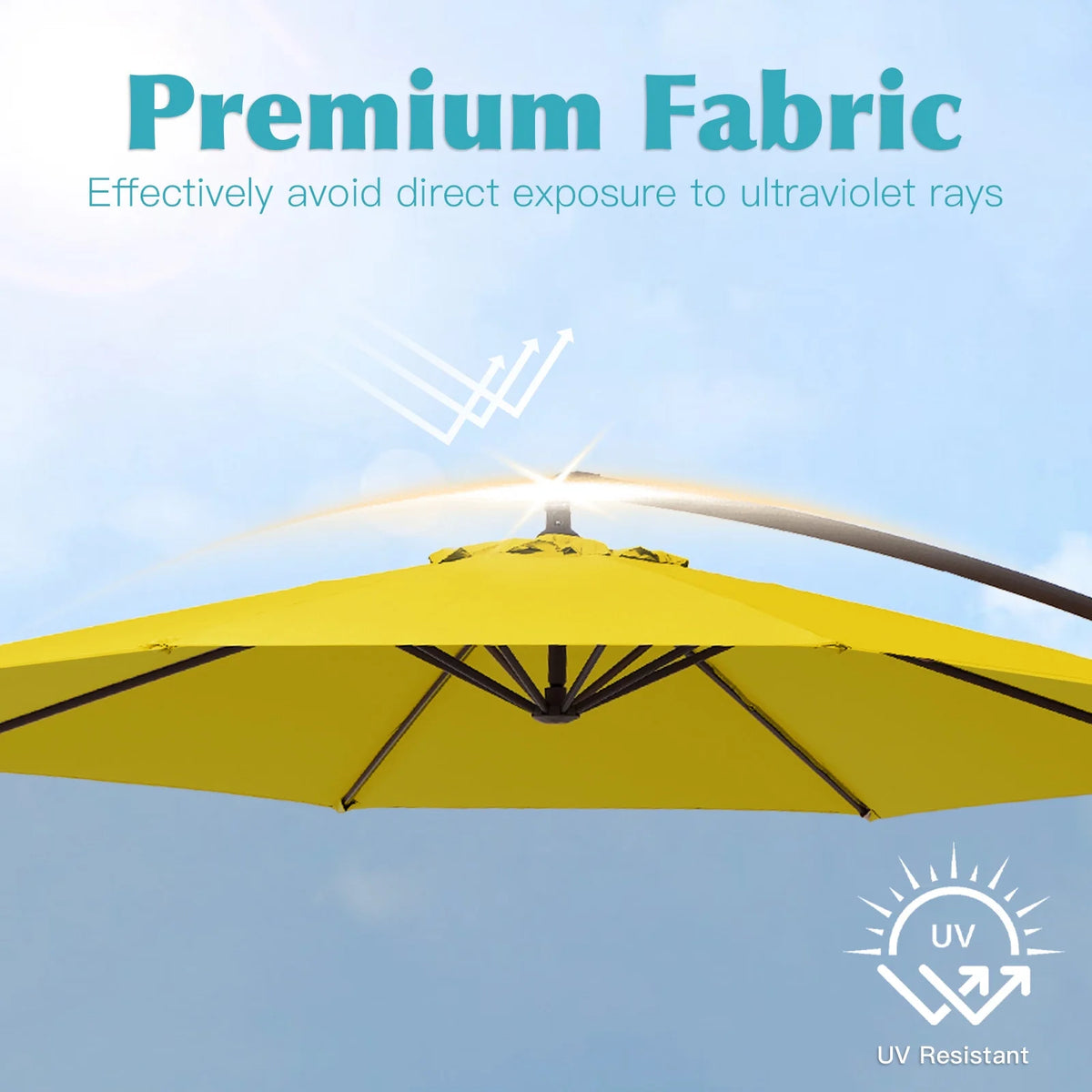 JUSTLET 10ft Heavy Duty Patio Hanging Offset Cantilever Patio Umbrella W/ 4-Piece Base Included Included, Beige