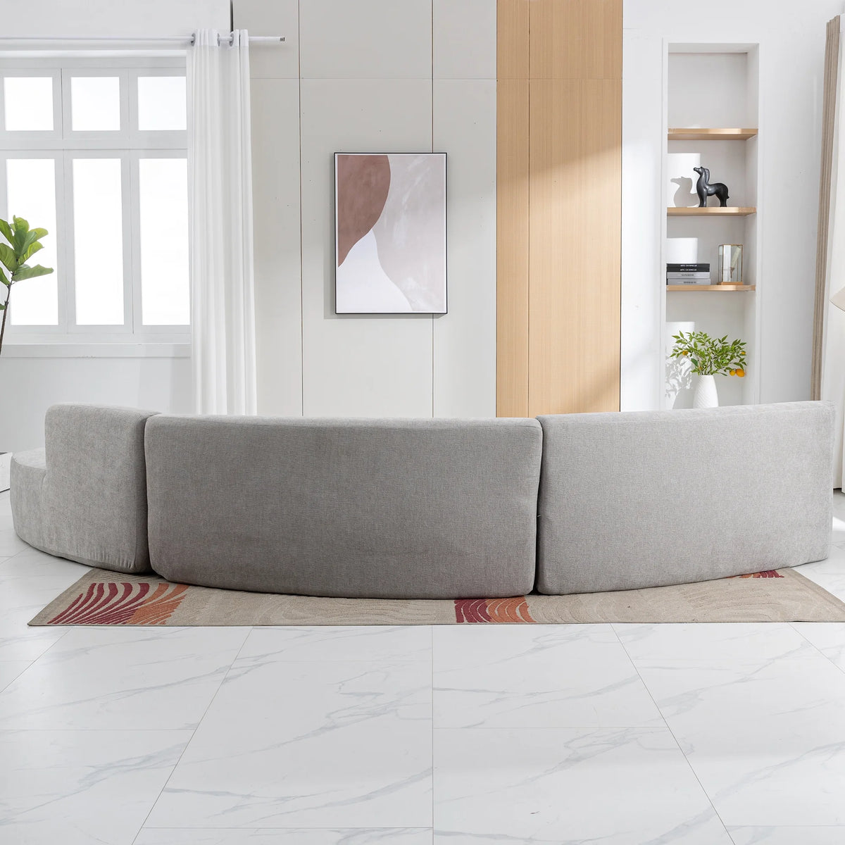 Harper & Bright Designs Modern Curved Floor Sofa Set, Modular Sectional Sponge Couch for Living Room, 2 PC Free Combination No Assembly Foam-Filled Sofa, Beige