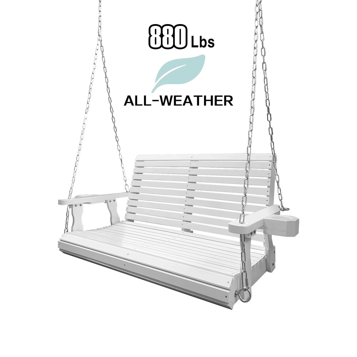Fortune Candy 3 Person Outdoor Wood Hanging Swing, Heavy Duty 880 lbs Wood Porch Swing, Brown-5ft