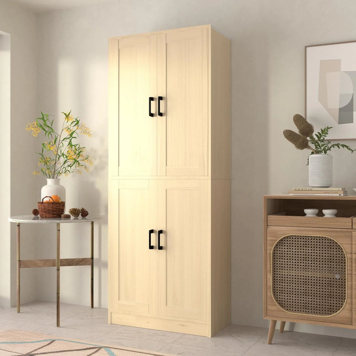 DIYART White Kitchen Pantry Cabinet, 71" Tall Kitchen Storage Cabinet with doors, Kitchen Pantry Hutch with Storage for Kitchen, Dining Room