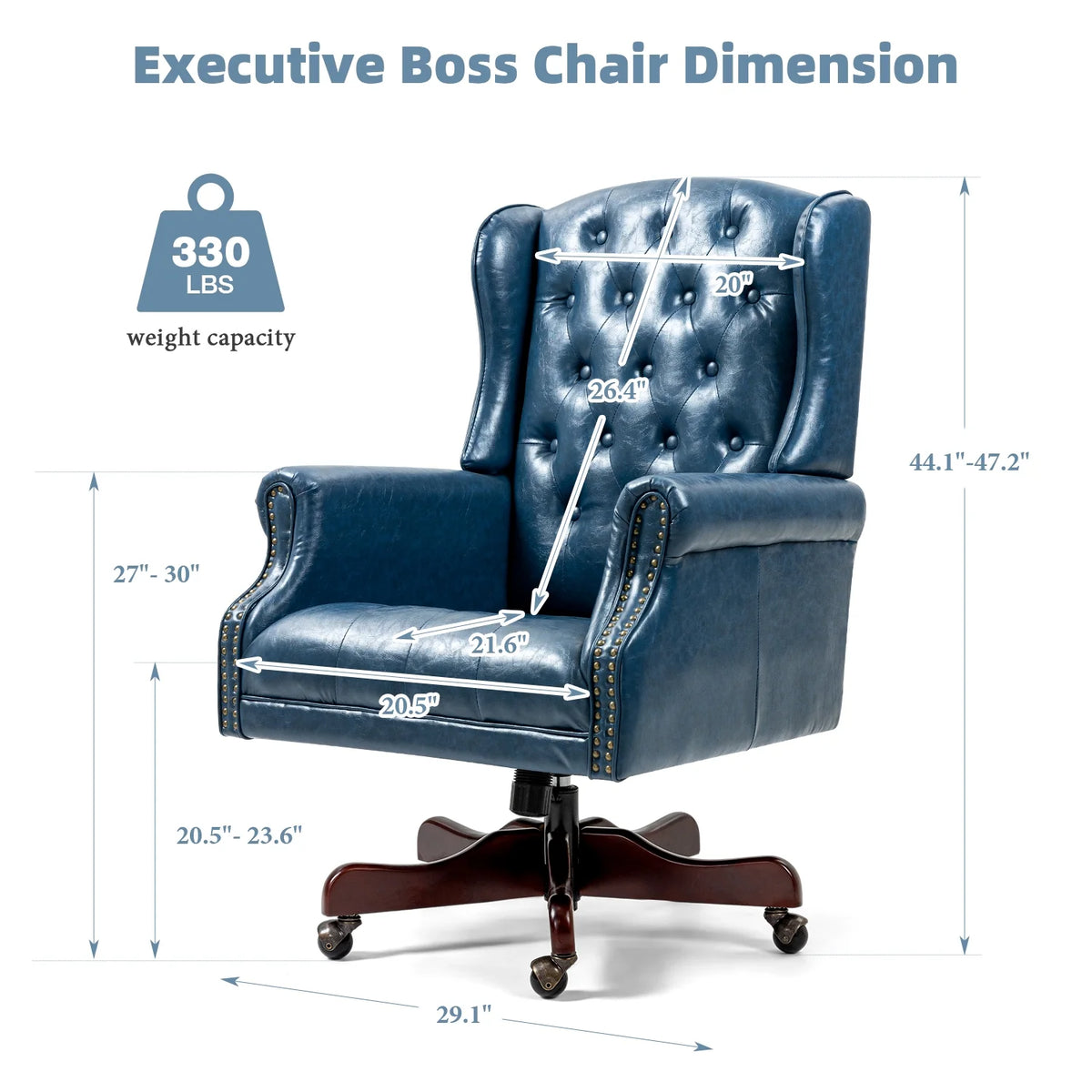 Homhum Classic Boss Office Chair, High Back Faux Leather Swivel Desk Chair, Adult, Brown