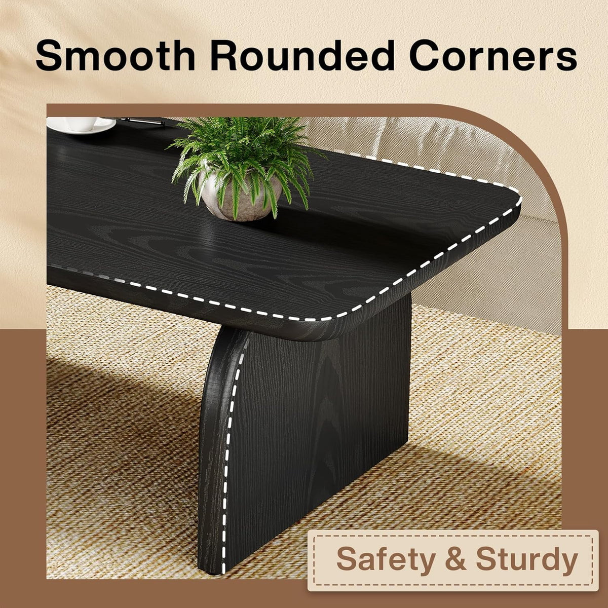 Tribesigns Rectangle Coffee Table, 47-Inch Wood Rectangular Living Room Table