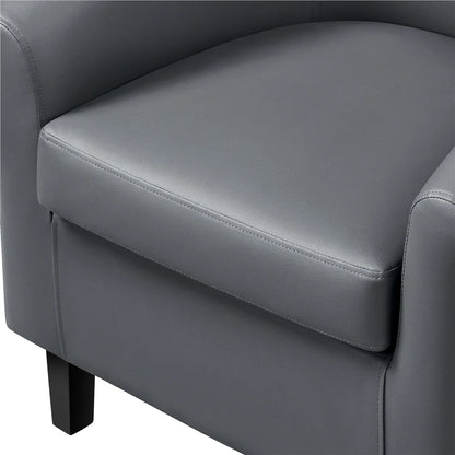 Yaheetech Faux Leather Accent Arm Chair For Living Room, Black