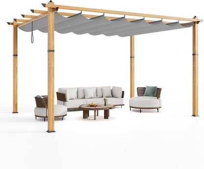 Outdoor Aluminum Pergola with Retractable Canopy, Reinforced 4-Sided Base, Waterproof & UV-Resistant Adjustable Roof, Modern Design for Patio, Deck, Backyard, and Garden