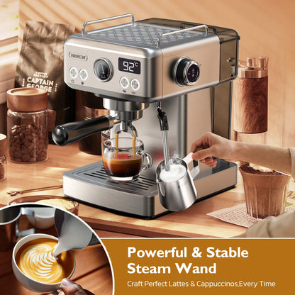 HiBREW 58mm Espresso Machine H10A, 20 Bar Coffee Maker with Milk Frother Steam Wand, Stainless Steel Coffee Machine for Home Use