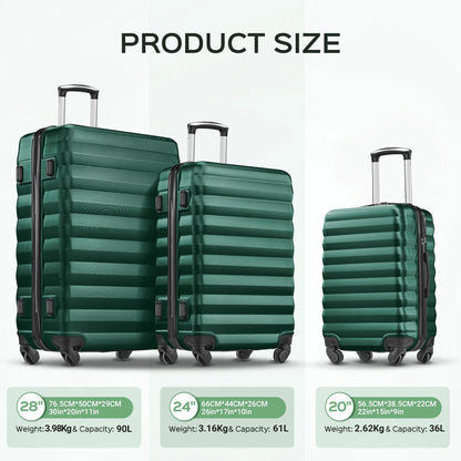 3 Piece Luggage Sets with 6 PC Organize Bags Lightweight Suitcases with Spinner Wheels, Pink