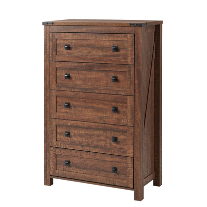 Keywhat Farmhouse 5 Drawer Dresser for Bedroom, Chest of Drawers Wood Organizer for Living Room, Antique White