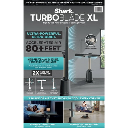 Shark TurboBlade Fan XL �� Ultra-Customizable Bladeless Tower, Pivots, Twists, Oscillates 180��, TF200, Charcoal