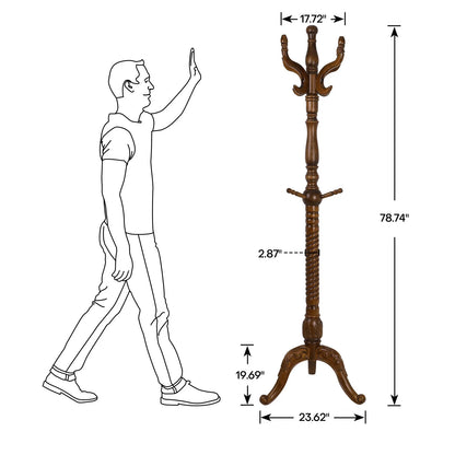 Vintage 79" Coat Tree Stand Heavy Duty Freestanding Clothes Hat Coat Rack Stand with 8 Hooks