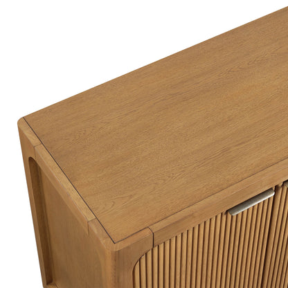 My Texas House Linden Fluted Buffet Cabinet Sideboard with Adjustable Shelves, Warm Brown