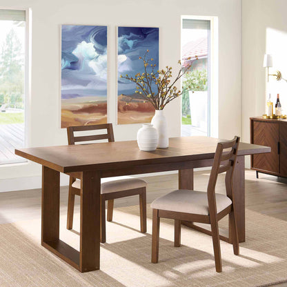 Better Homes & Gardens Ezra Dining Room Chair 2 Pack, Walnut and Cream Fabric Color