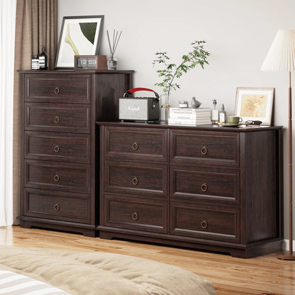 FAGAGA 6 Drawers Dresser for Living Room,Storage Cabinet Wooden Dressers Organizer for Bedroom,White