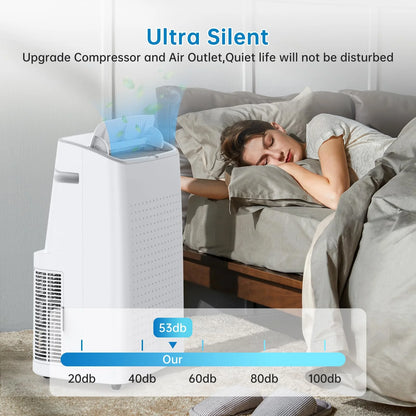 TROPOW 15,000 BTU Portable Air Conditioners, Cools up to 800 Sq.ft, Portable AC Built-in Cool with Dehumidifier and Fan Modes, Remote Control and Installation Kits, < 50dB, White