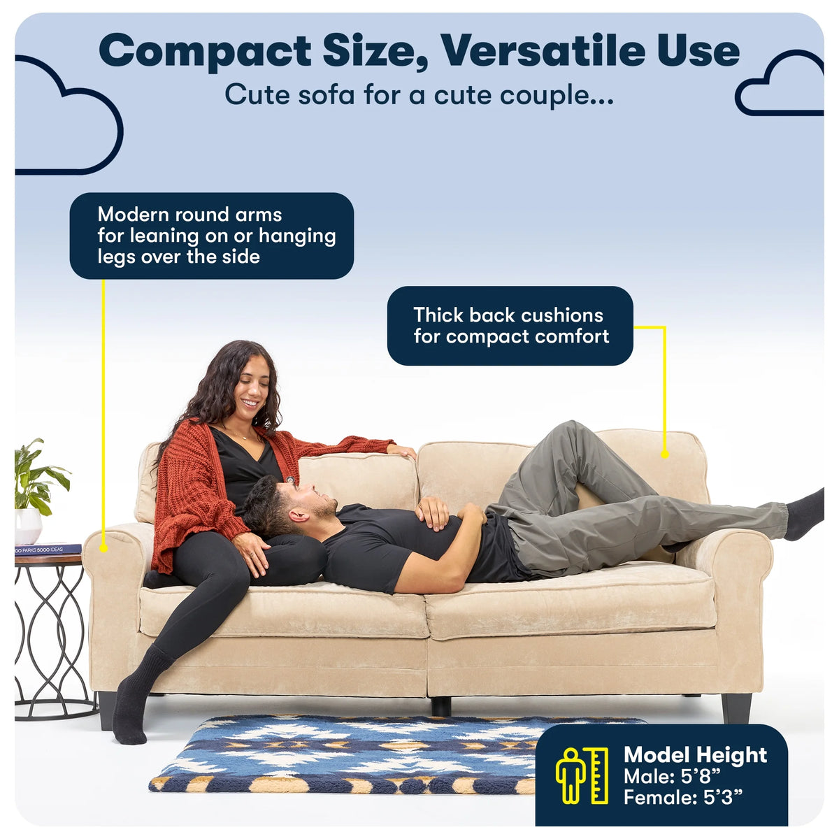 Serta Copenhagen 78" Rolled Arm Sofa with Removable Covers Dark Brown