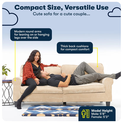 Serta Copenhagen 78" Rolled Arm Sofa with Removable Covers Dark Brown