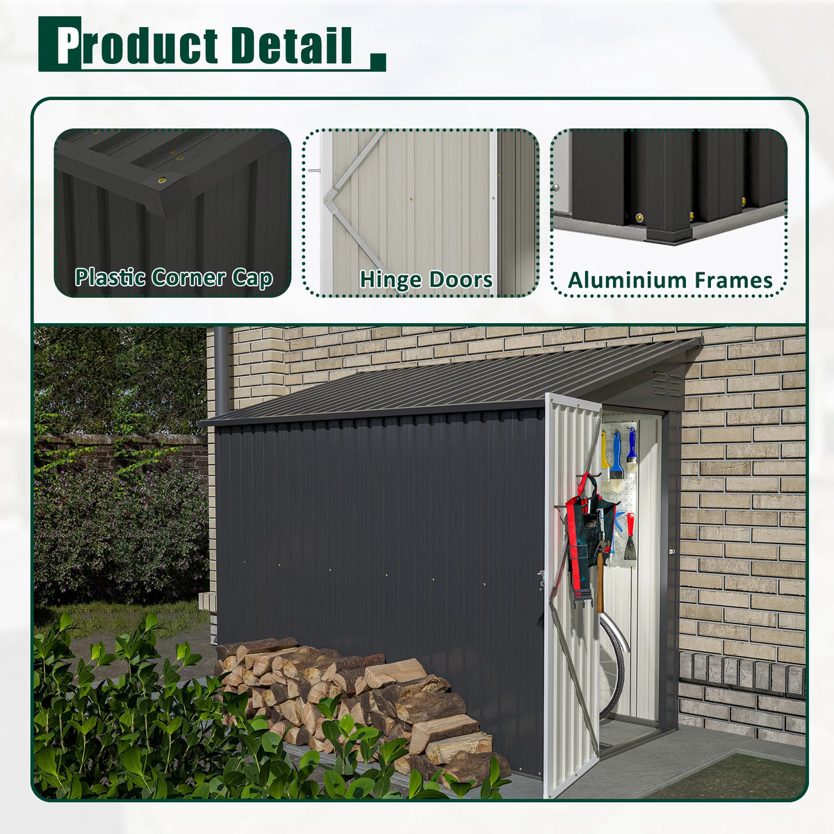 6' x 4' Outdoor Storage Shed, Metal Garden Shed with Lockable Doors, Tools Storage Shed for Backyard, Patio, White