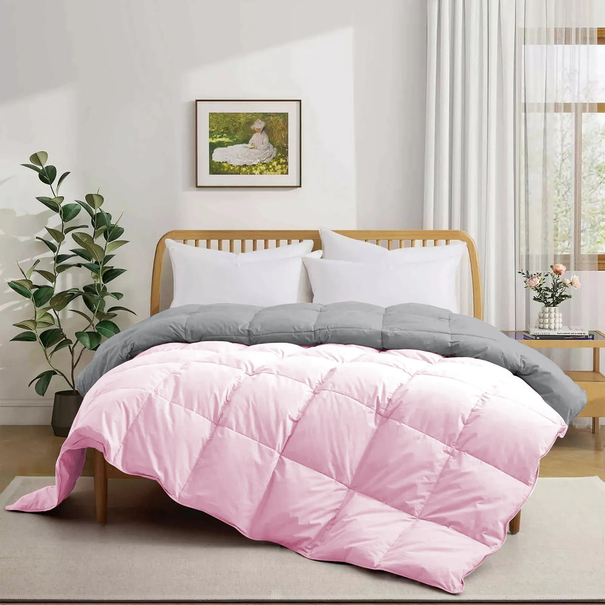 Bedding Comforter Cal King Size, Duvet Insert, Quilted Comforter with Corner Tabs, All Season Lightweight Quilt, Down Alternative Hotel Comforter Cal King Size 96X102 Baby Pink