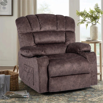 Colerline 40.9" Wide Super Soft and Oversize  Modern Design Velvet Upholstered Manual Recliner Chair with Heating and Massage, Green