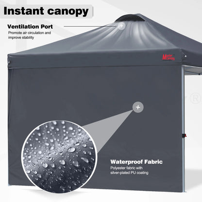 MASTERCANOPY 10' x 10' Easy Pop-up Canopy Tent Outdoor Shade Shelter with 1 Sidewall, White