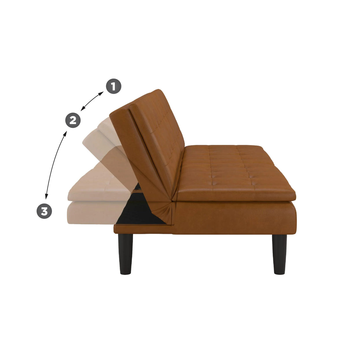 Mainstays Memory Foam 71.5" Futon with Cupholder and USB, Black Faux Leather