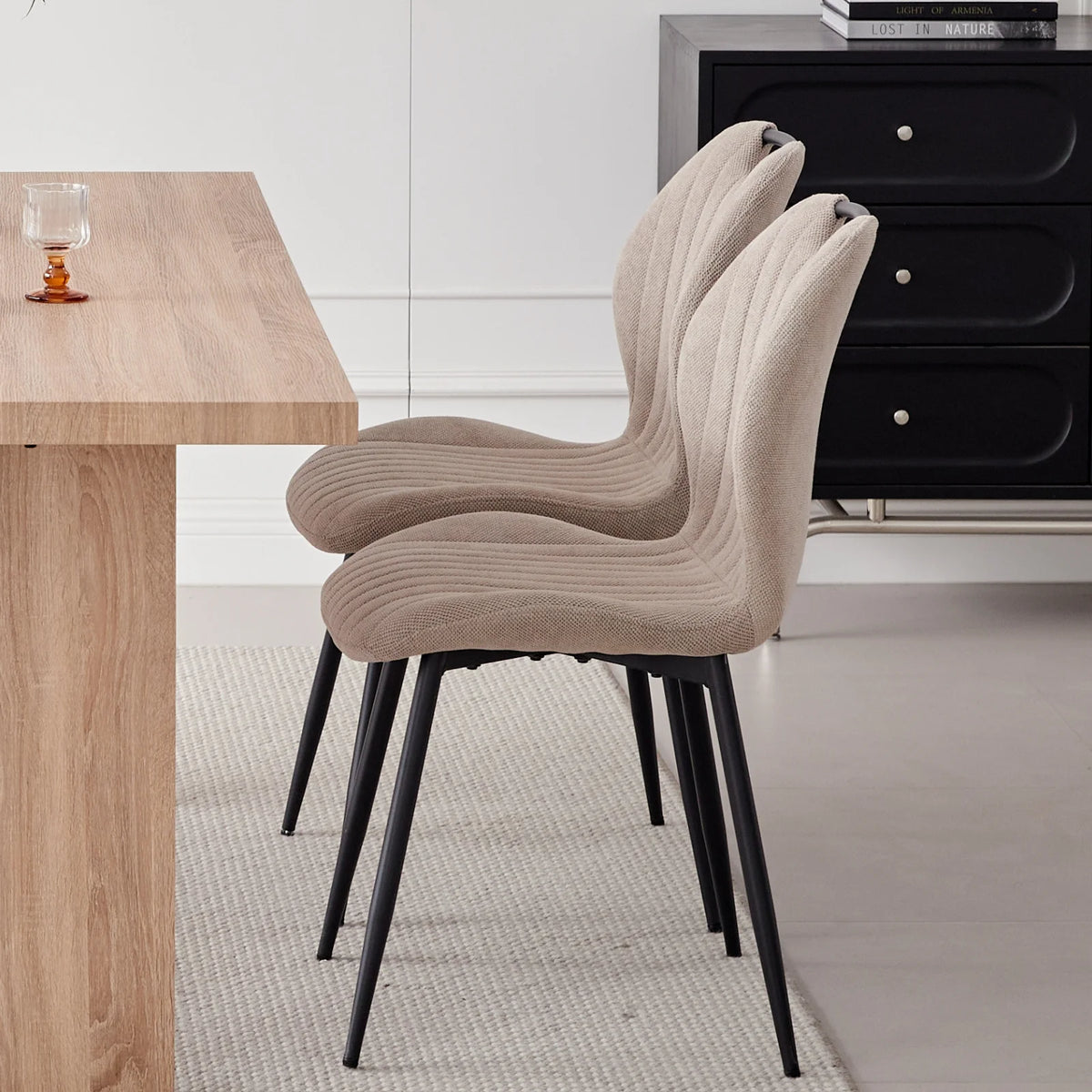 5pcs Rectangle Dining Table Chairs Set for 4, 63" Farmhouse Wood Kitchen Table with 4 Upholstered Mid Century Modern Boucle Chairs for Dinner, Living Dining Room, Apartment, Beige