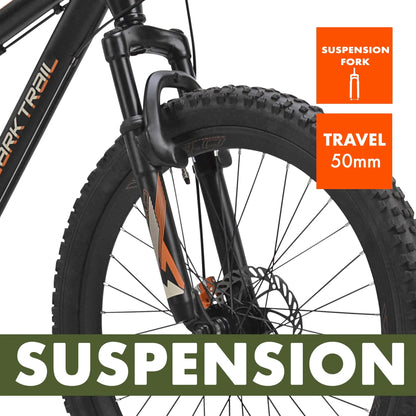 Ozark Trail 24" Glide Mountain Bike, 8 Speed, Black, Teen, Unisex