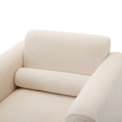 Euroco Modern Accent Chair Lambskin Sherpa Fabric Upholstered Comfy Reading Arm Chair Soft Padded Armchair with Back and Pillow,Burnt Orange