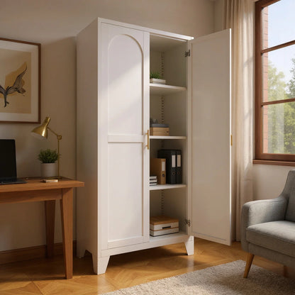 Homy Casa 70.8" White Tall Storage Cabinet with 4 Adjustable Shelves for Kitchen, Pantry Cupboard