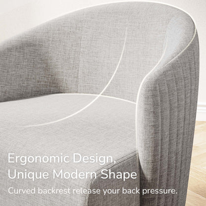 BELLEZE Swivel Accent Chair, Modern Upholstered Swivel Armchair 360 Degree Barrel Chair Comfy Corner Chair for Living Room Bedroom [Set of 2] - Malta (Light Grey)