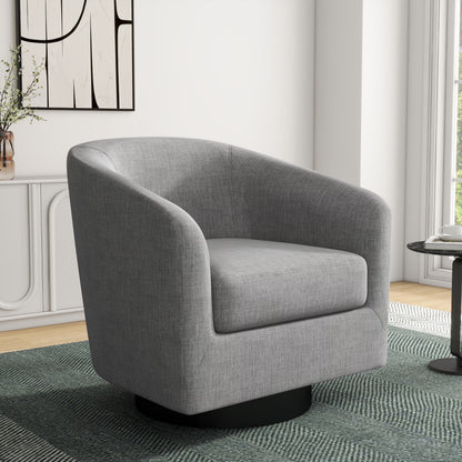 DREAMSIDEA Swivel Barrel Accent Chair for Living Room, Modern Upholstered Round Club Armchair-Cream