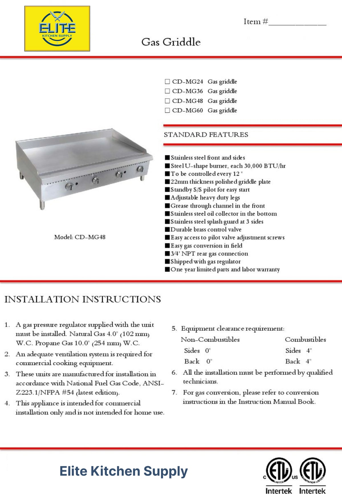 NSF 36 in. Commercial Griddle 90,000BTU Gas Griddle, 3 Burner Heavy-Duty Stainless Steel Countertop Griddle