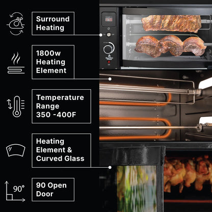 Brazilian Flame 2-Skewer Brazilian Rotisserie Electric Grill in Red