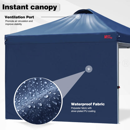 MASTERCANOPY 10' x 10' Easy Pop-up Canopy Tent Outdoor Shade Shelter with 1 Sidewall, White