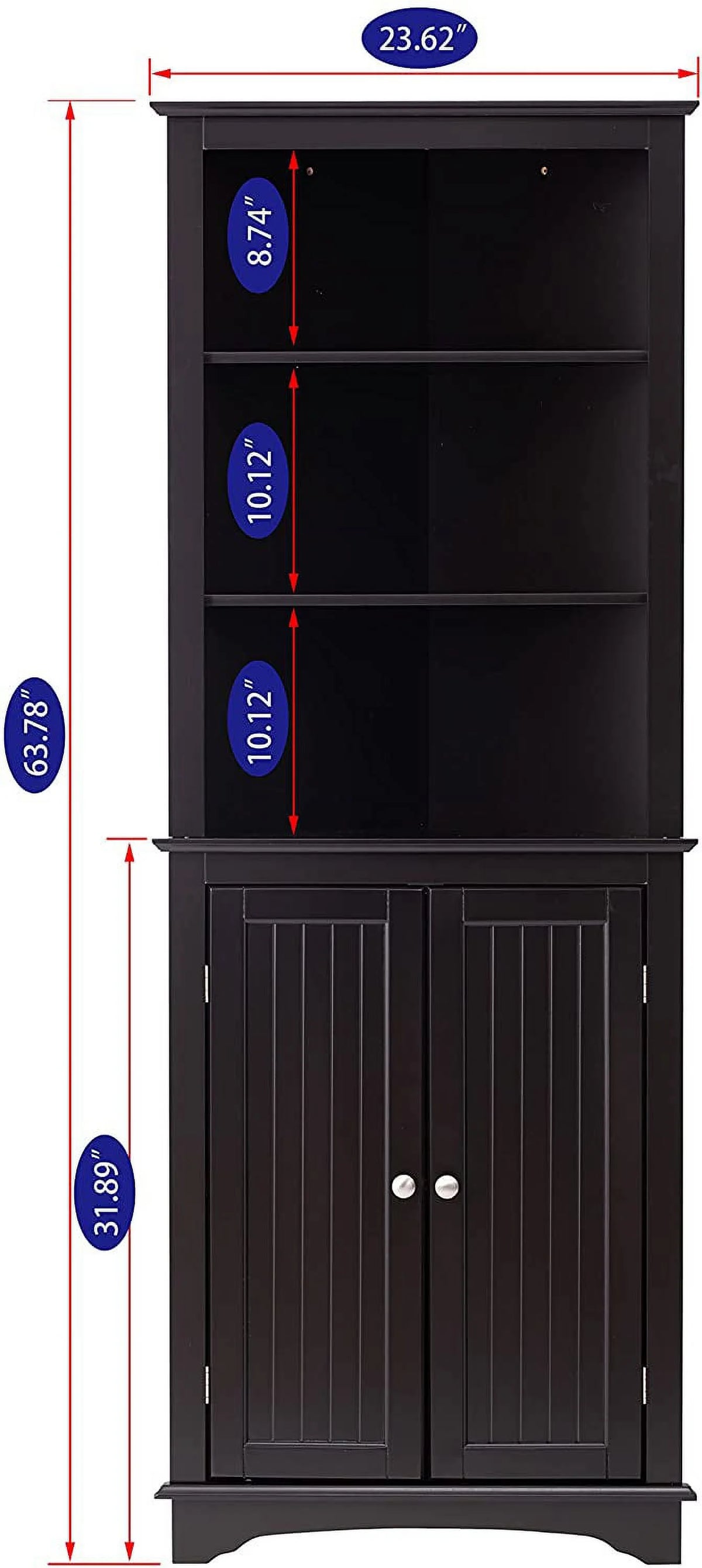 Spirich Tall Corner Cabinet with 2 -Shutter Doors, free-standing floor cabinet, White
