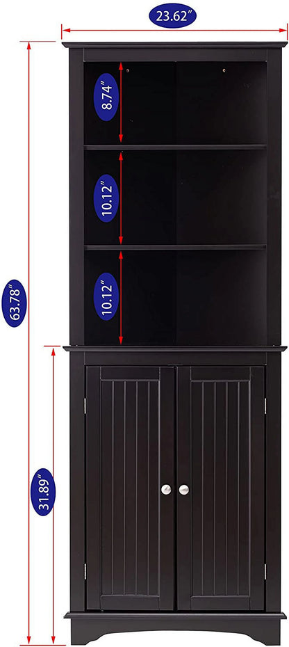 Spirich Tall Corner Cabinet with 2 -Shutter Doors, free-standing floor cabinet, White